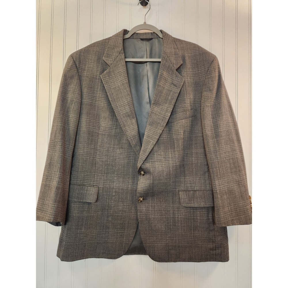 Vintage J.G. Hook Watt & Shand Mens Grey Glen Plaid Blazer‎ Sport Coat 46R